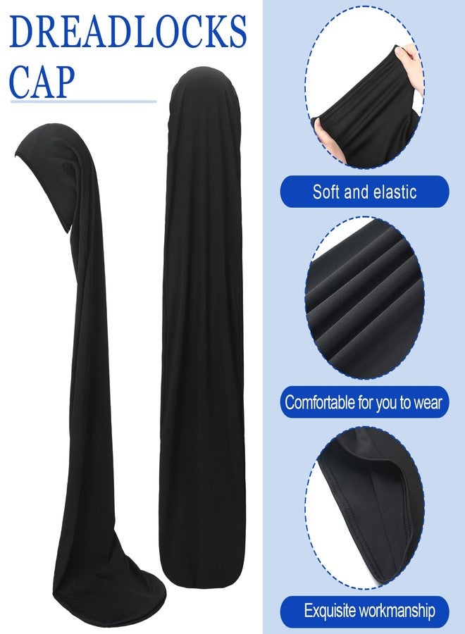 Twistover 4 Pcs Jumbo Dreadlock Cap 37'' Hair Dreads Head Wrap Loc Wraps for Dreads Hair Accessories for Men Women Sleeping(Black) - Image 3